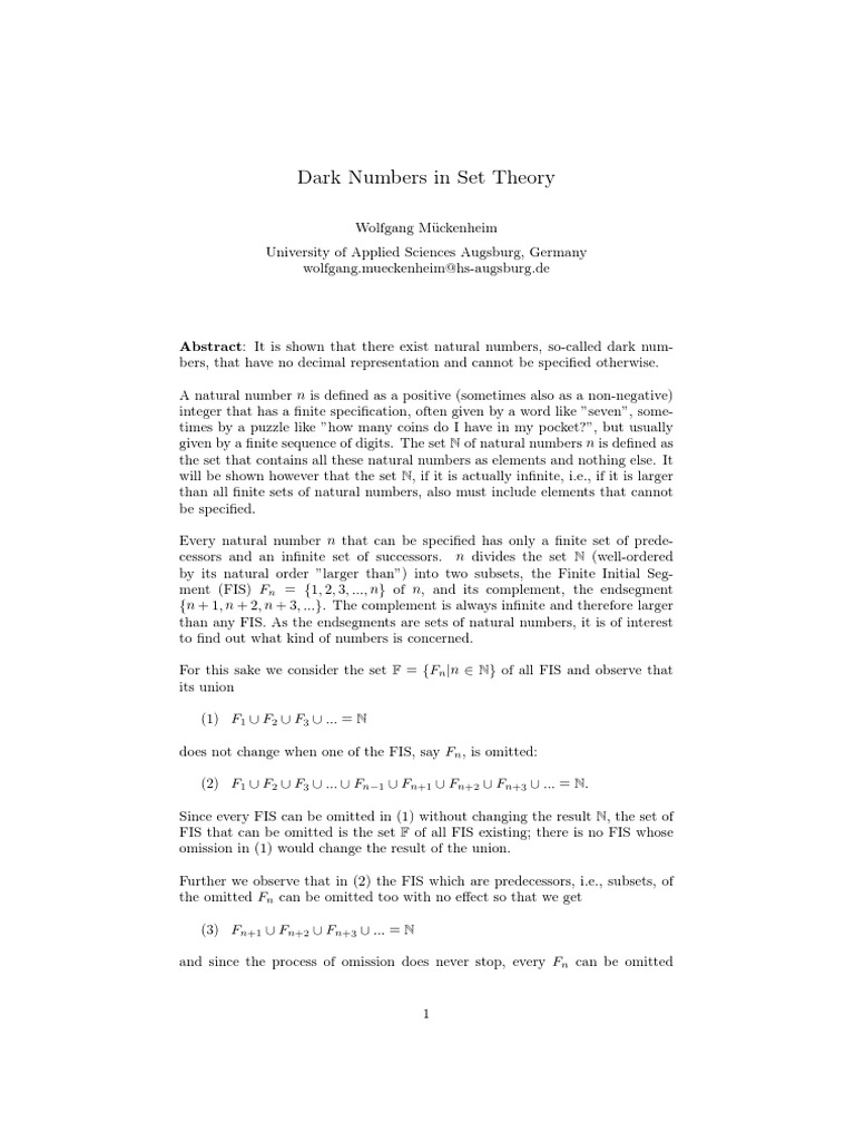 Dark Numbers | PDF